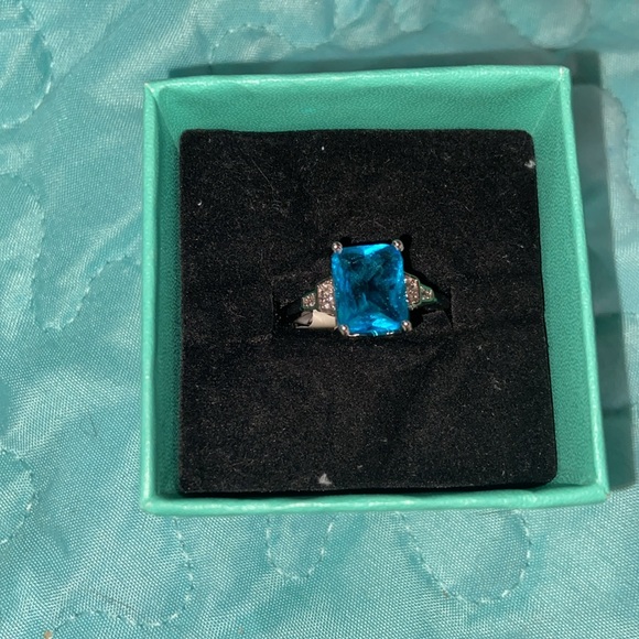 NWT CARIBBEAN Blue Topaz .925 SS Ring - Picture 1 of 10